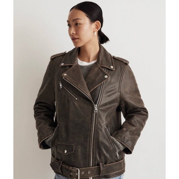 Madewell Brown Leather Jacket - Picture 1 of 15